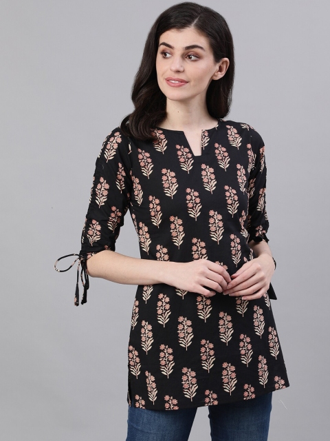 

Nayo Women Black Printed Pure Cotton Top