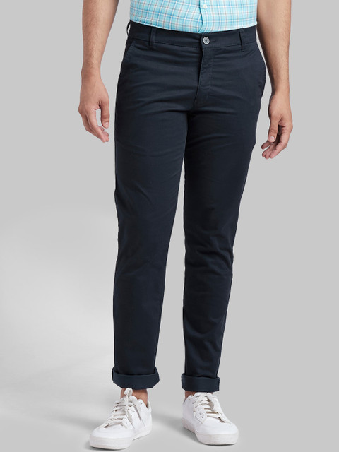 

Parx Men Navy Blue Tapered Fit Solid Regular Trousers