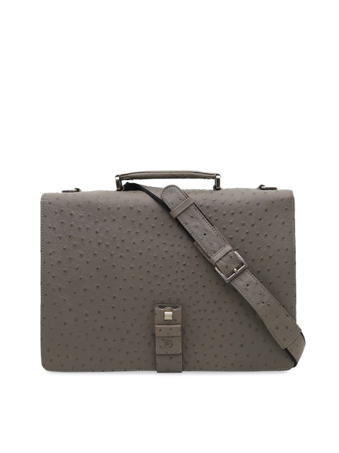 

Da Milano Unisex Olive Green Textured Leather Laptop Bag
