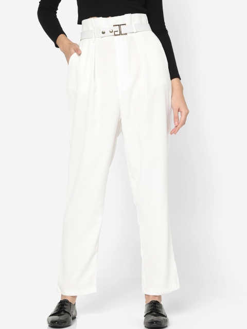 

Deal Jeans Women White Solid Regular Trousers