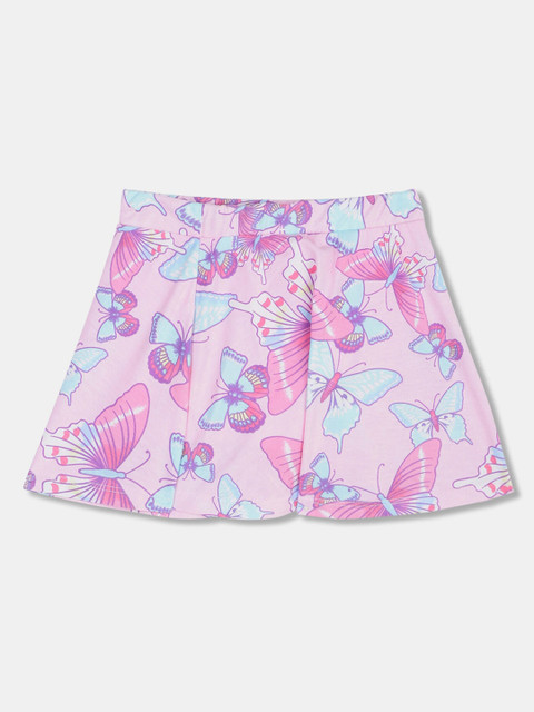 

The Childrens Place Girls Pink & Purple Printed A-line Knee-Length Skirt