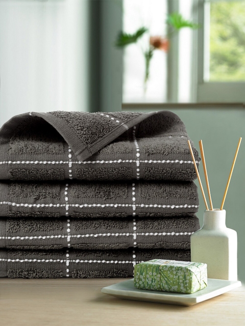 

Trident Set Of 4 Grey & White Striped Hand Towels