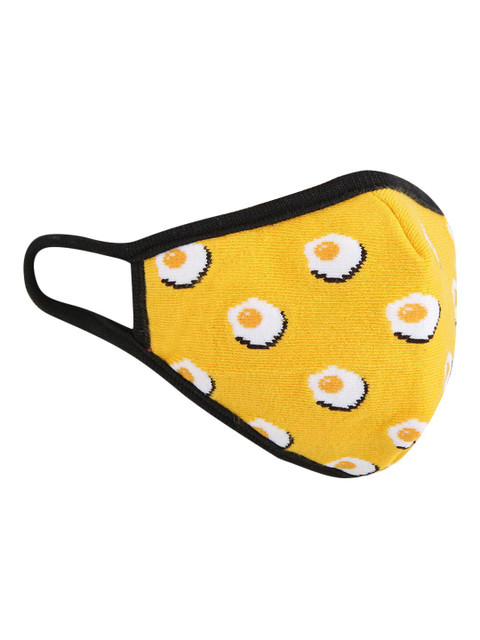 

Soxytoes Kids Yellow & White Printed Reusable 4-Ply Knitted Cloth Mask