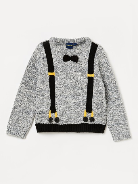 

Juniors by Lifestyle Boys Grey & White Self-Design Sweater