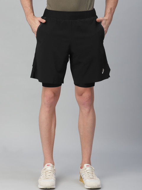 

ASICS Men Black Solid Regular Fit VENTILATE MESH 8IN 2IN1 Sports Shorts