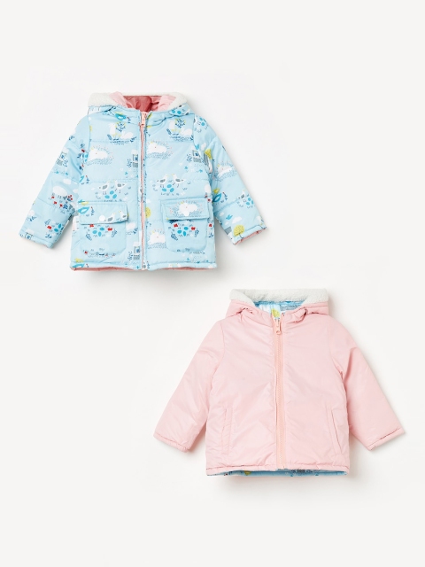 

Juniors by Lifestyle Girls Blue Printed Reversible Puffer Jacket