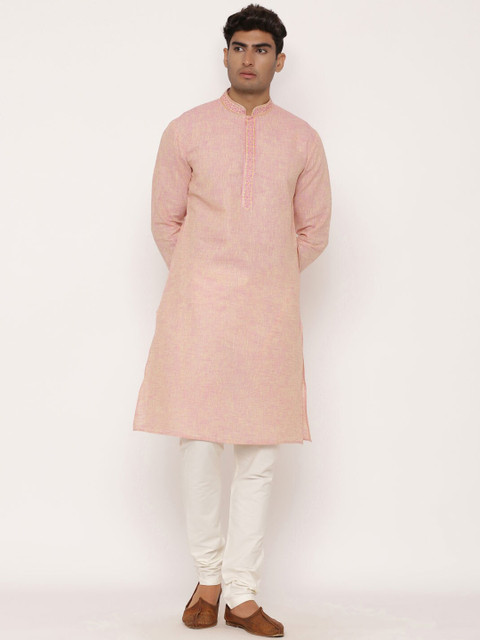 

Tistabene Men Pink Striped Kurta with Pyjama