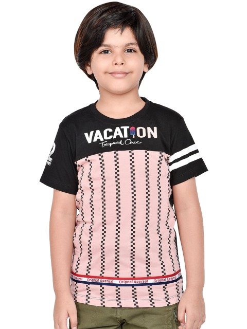 

ORANGE PUMPKKIN Boys Rose Colourblocked Round Neck T-shirt