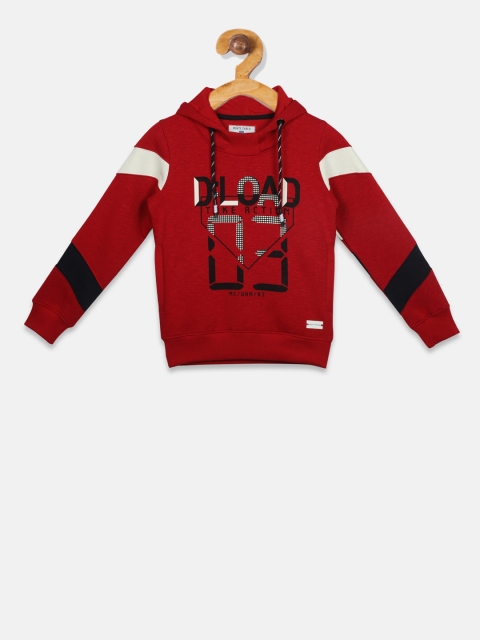 

Monte Carlo Boys Red & Off-White Printed Hooded Sweatshirt