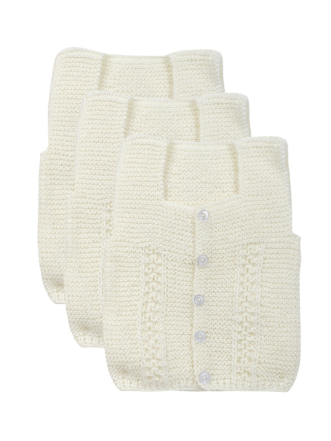

FABNEST Kids Pack Of 3 Off-White Self Design Sweater Vests