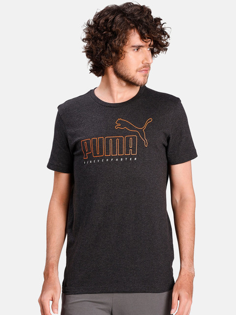 

Puma Men Grey Printed Round Neck PUMA Outline Tee