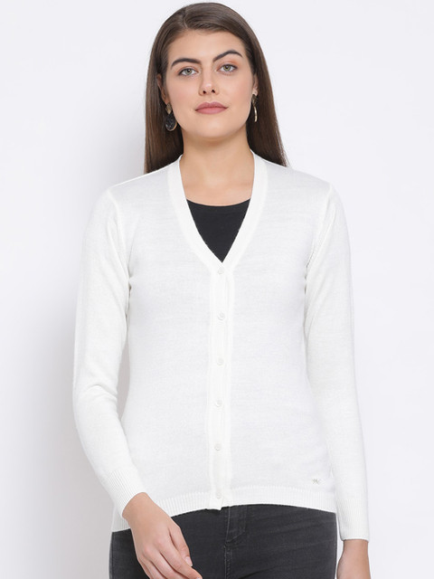 

Monte Carlo Women White Solid Cardigan