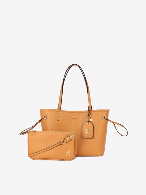 

LYN Tan Brown Solid Shoulder Bag With Pouch