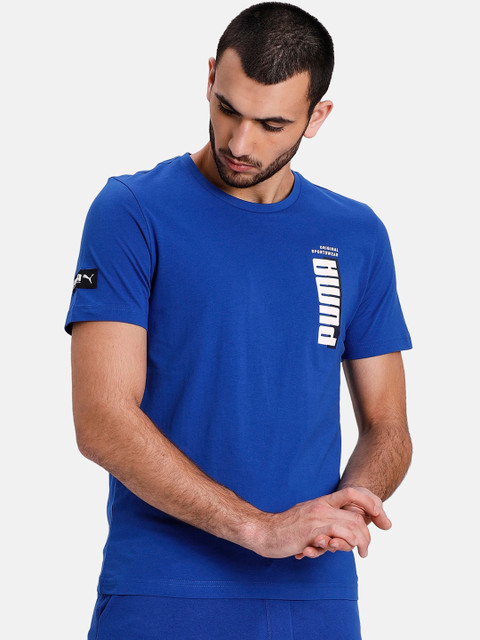 

Puma Men Blue Printed Round Neck T-shirt