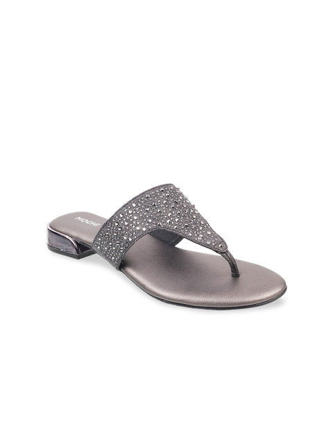 

Mochi Women Grey Embellished Block Heels