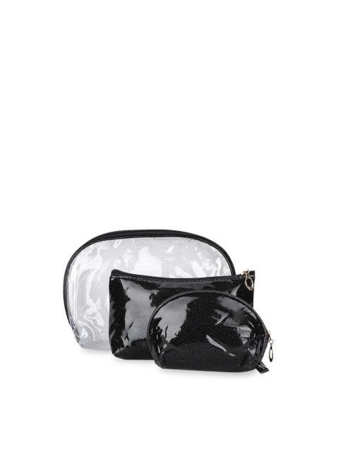 

FabSeasons Women Set Of 3 Transparent & Black Solid Toiletry Pouches