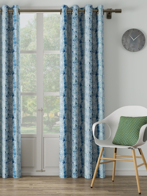 

DDecor Blue Floral Single Long Door Curtain