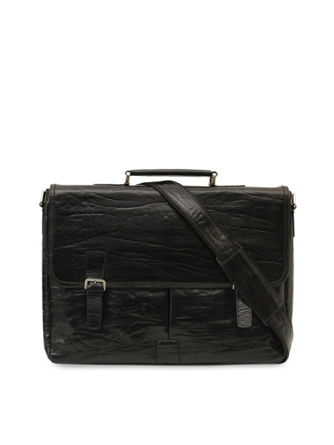 

Da Milano Unisex Black Leather Laptop Bag