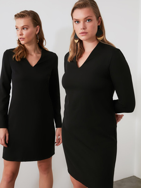 

TRENDYOL COLLECTION Women Black Solid Sheath Dress