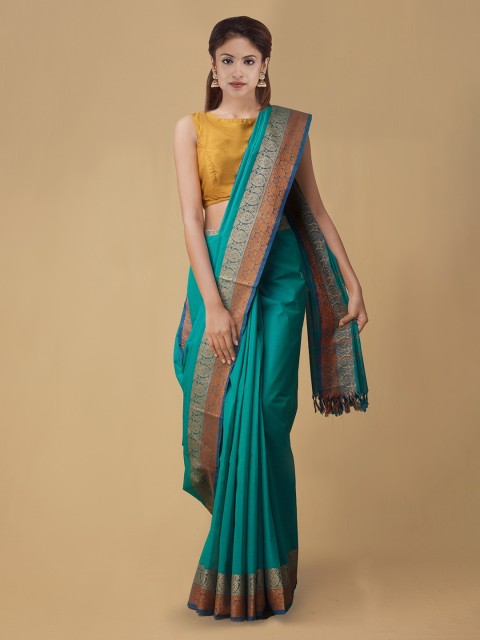 

Unnati Silks Blue Woven Design Handloom Pure Kanchi Cotton Saree