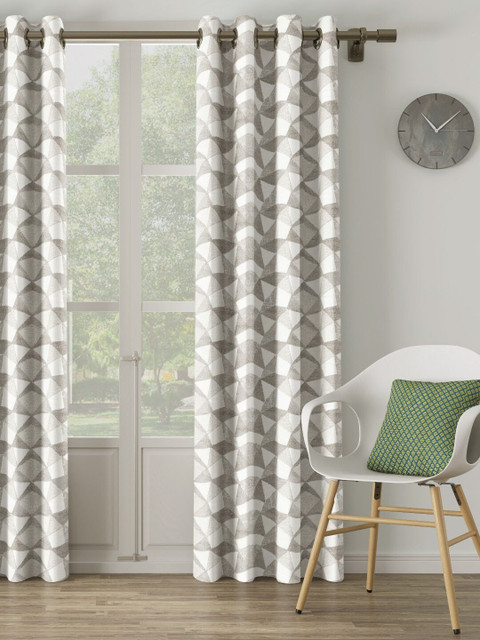 

DDecor White Printed Single Curtain