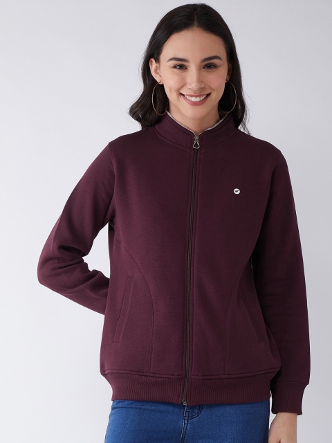 

FEMEA Women Burgundy Solid Sweatshirt
