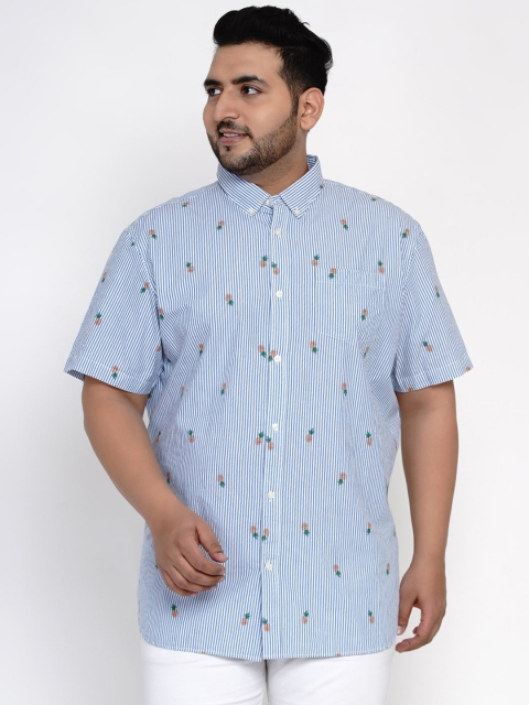 

Santonio Men Blue & White Regular Fit Striped Casual Shirt