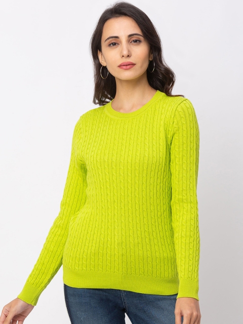 

Globus Women Lime Green Cable Knit Pullover Sweater