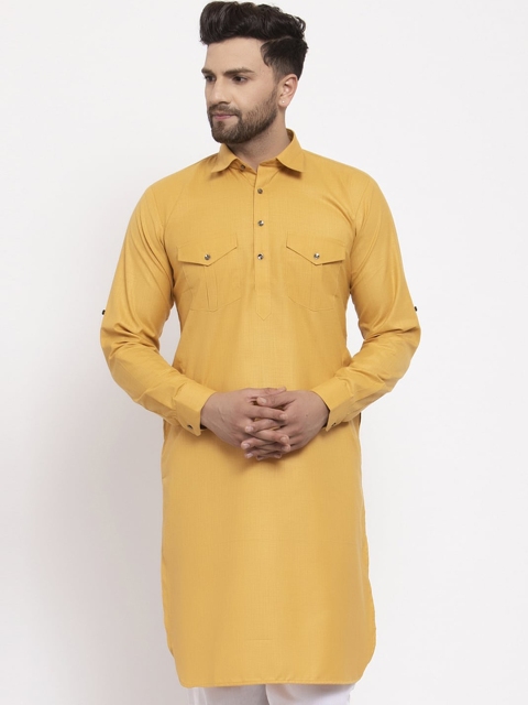 

Jompers Men Yellow Solid Pathani Kurta