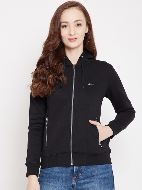 

Octave Women Black Solid Hooded Sweatshirt