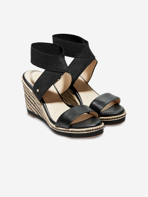 

Cole Haan Women Black & Beige Solid Leather Wedges