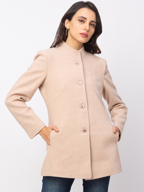 

Globus Women Beige Solid Overcoat