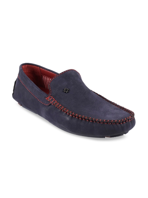 

Metro Men Navy Blue Leather Driving Shoes