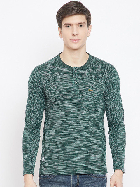 

Adobe Men Green Printed Henley Neck T-shirt