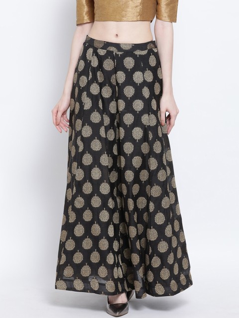 

Span Women Black & Beige Printed Maxi Skirt