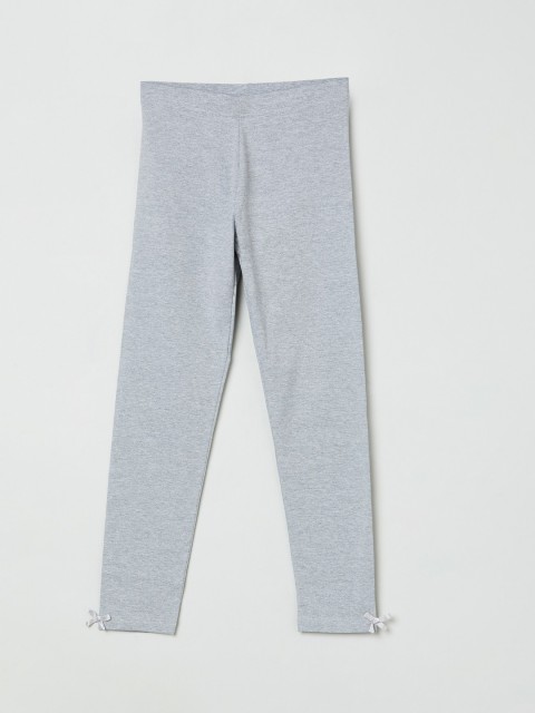 

max Girls Grey Melange Solid Ankle-Length Leggings