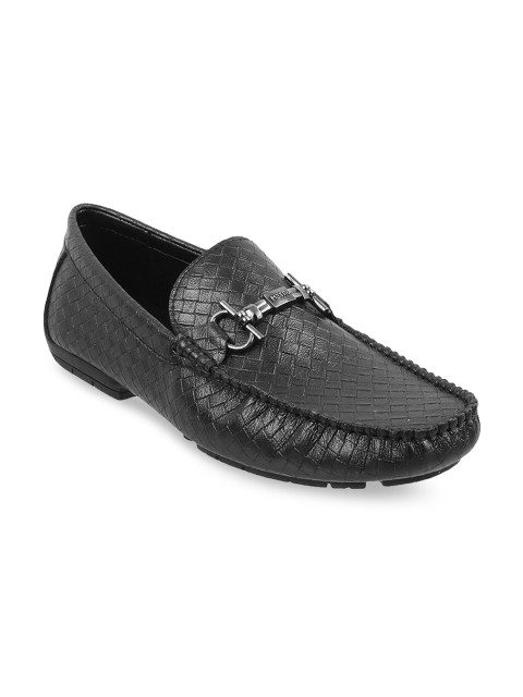 

Metro Men Black Textured Leather Loafers