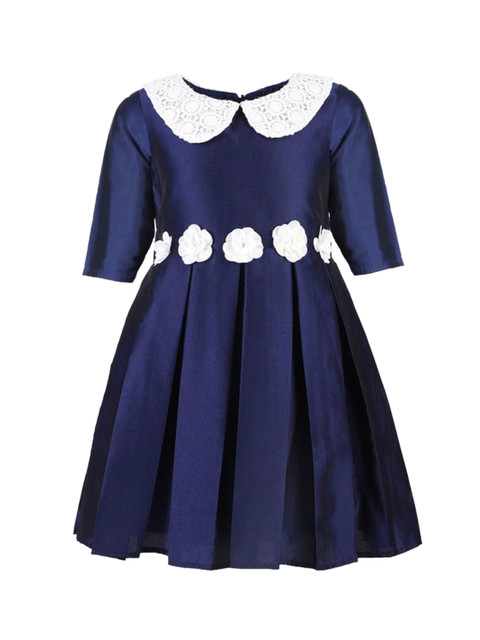 

A Little Fable Girls Navy Blue Solid A-Line Dress