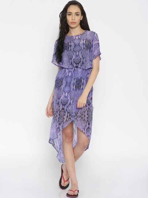 

The Kaftan Company Women Purple & Navy Blue Printed Cover-Up Dress