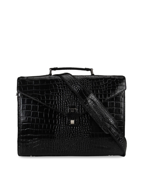 

Da Milano Black Textured Leather Laptop Bag