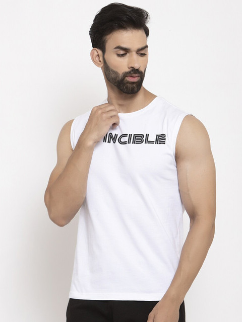 

Invincible Men White Printed Round Neck T-shirt