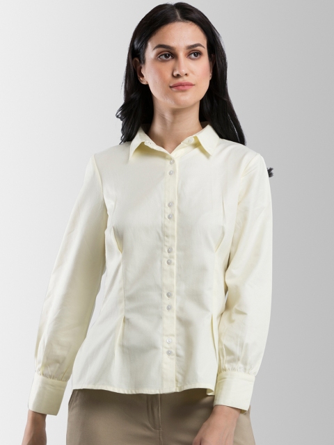 

FableStreet Women Yellow Regular Fit Solid Casual Shirt