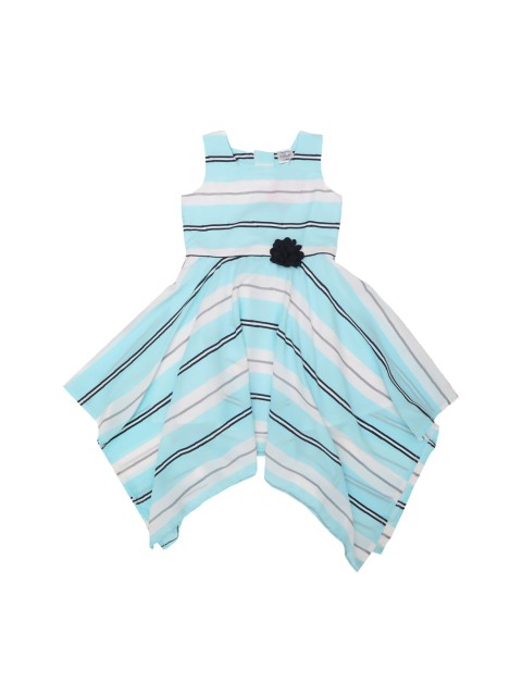 

Doodle Girls Blue & White Striped Fit and Flare Dress