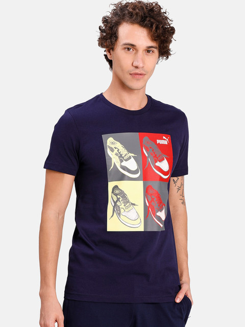 

Puma Men Navy Blue Printed Round Neck T-shirt