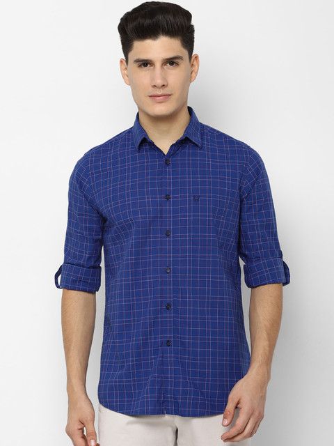 

Allen Solly Men Blue & White Slim Fit Checked Casual Shirt