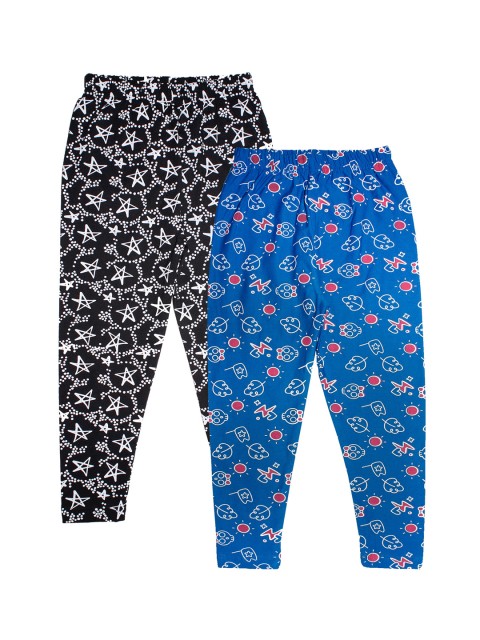 

KiddoPanti Girls Pack Of 2 Printed Ankle-Length Leggings, Black