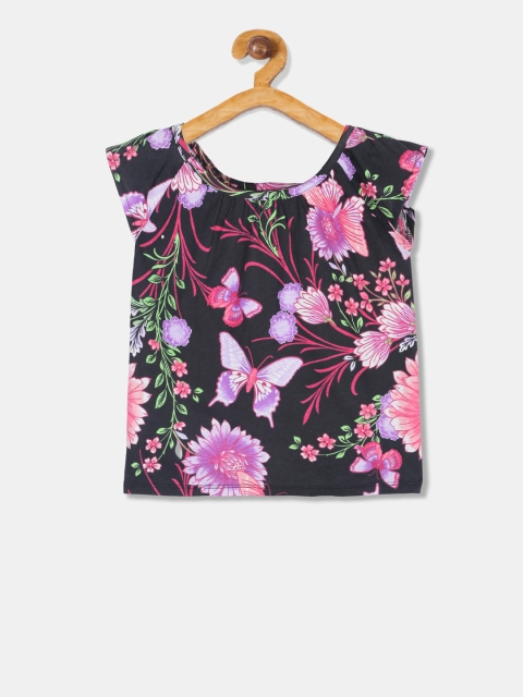 

The Childrens Place Girls Black Printed Top