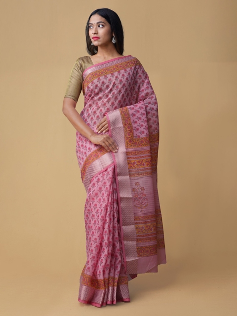 

Unnati Silks Pink Printed Pure Cotton Saree