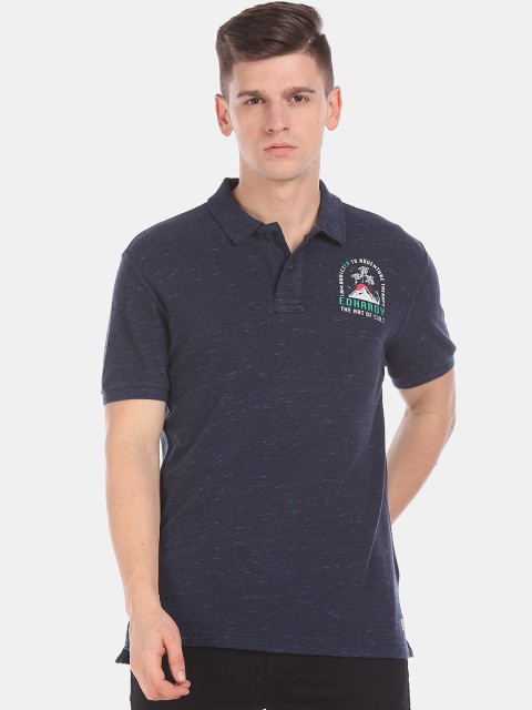 

Ed Hardy Men Navy Blue Self Design Polo Collar T-shirt
