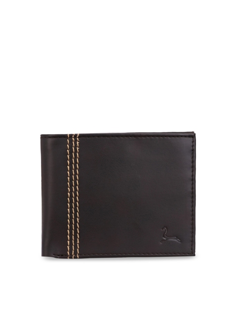 

Pacific Gold Men Coffee Brown Textured Two Fold Faux Leather Wallet
